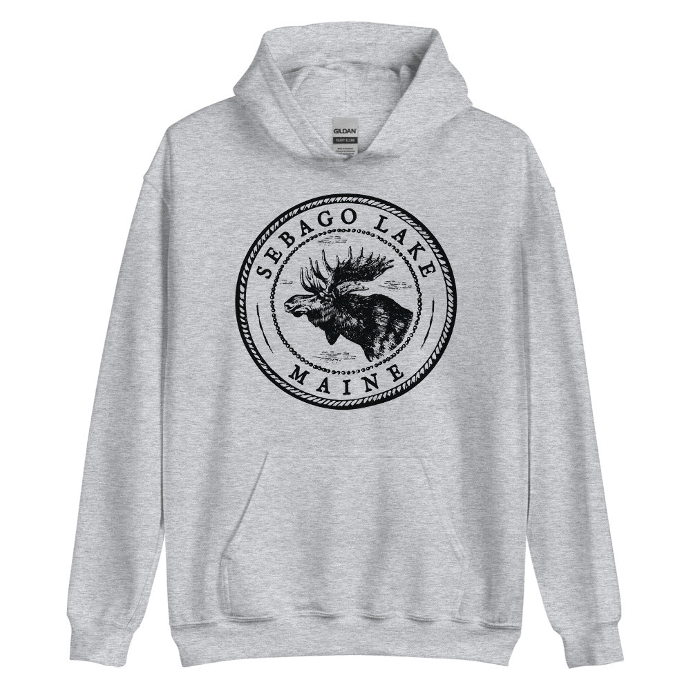 Sebago Lake Moose Sweatshirt | Vintage Maine Moose Art Hoodie