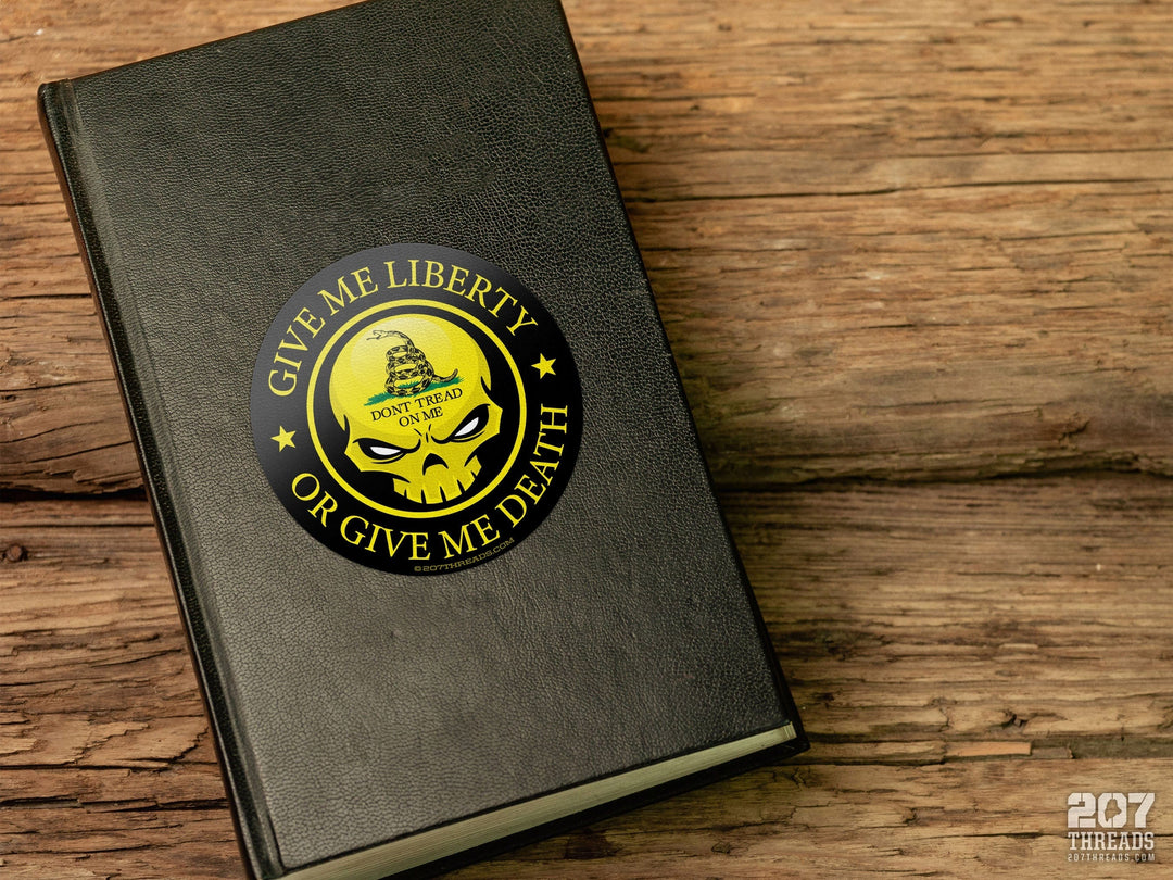 Skull Don't Tread On Me Stickers Gadsden Flag Decals American Patriotic Rattlesnake Yellow Black Constitution Liberty or Death USA Punisher