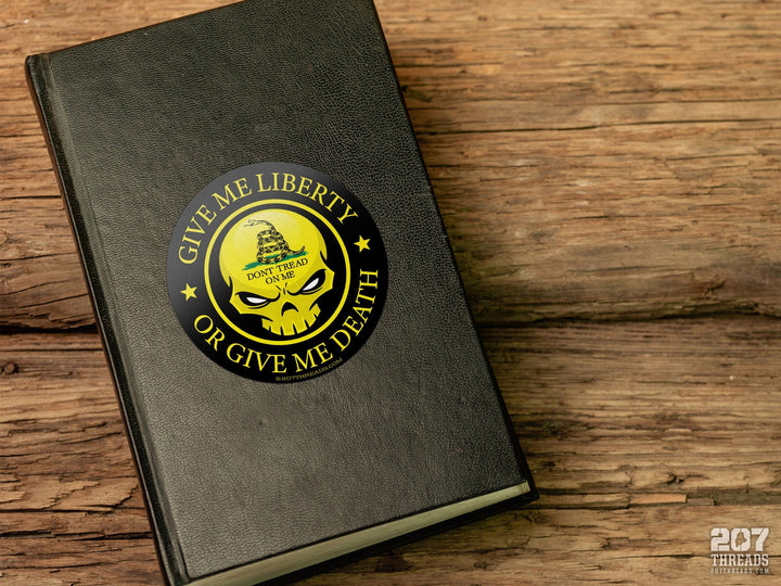 Skull Don't Tread On Me Stickers Gadsden Flag Decals American Patriotic Rattlesnake Yellow Black Constitution Liberty or Death USA Punisher