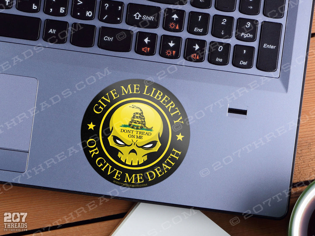 Skull Don't Tread On Me Stickers Gadsden Flag Decals American Patriotic Rattlesnake Yellow Black Constitution Liberty or Death USA Punisher