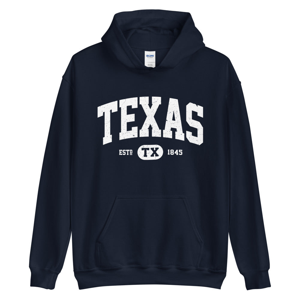 State of Texas Sweatshirt Hoodie TX 1845 - Navy Blue, Women's Men's