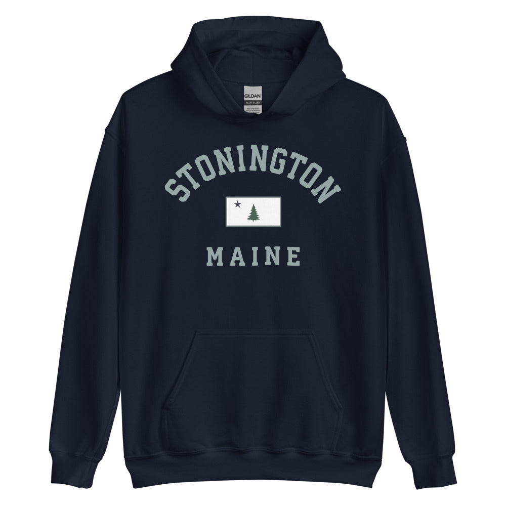 Stonington Sweatshirt - Vintage Stonington Maine 1901 Flag Hooded Sweatshirt