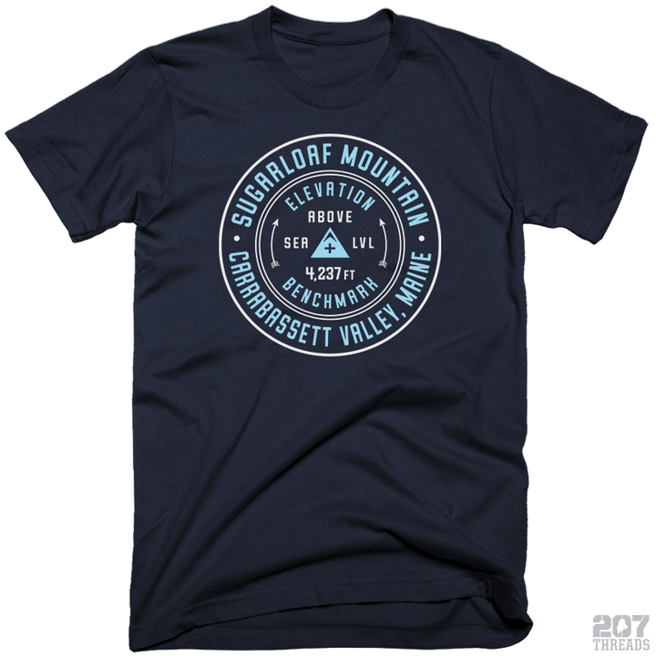Sugarloaf Mountain Elevation Benchmark Logo Badge T-Shirt - 207 Threads