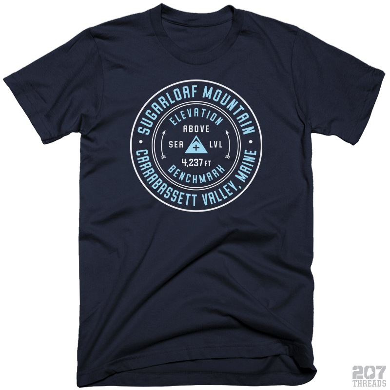 Sugarloaf Mountain Elevation Benchmark Logo Badge T-Shirt - 207 Threads