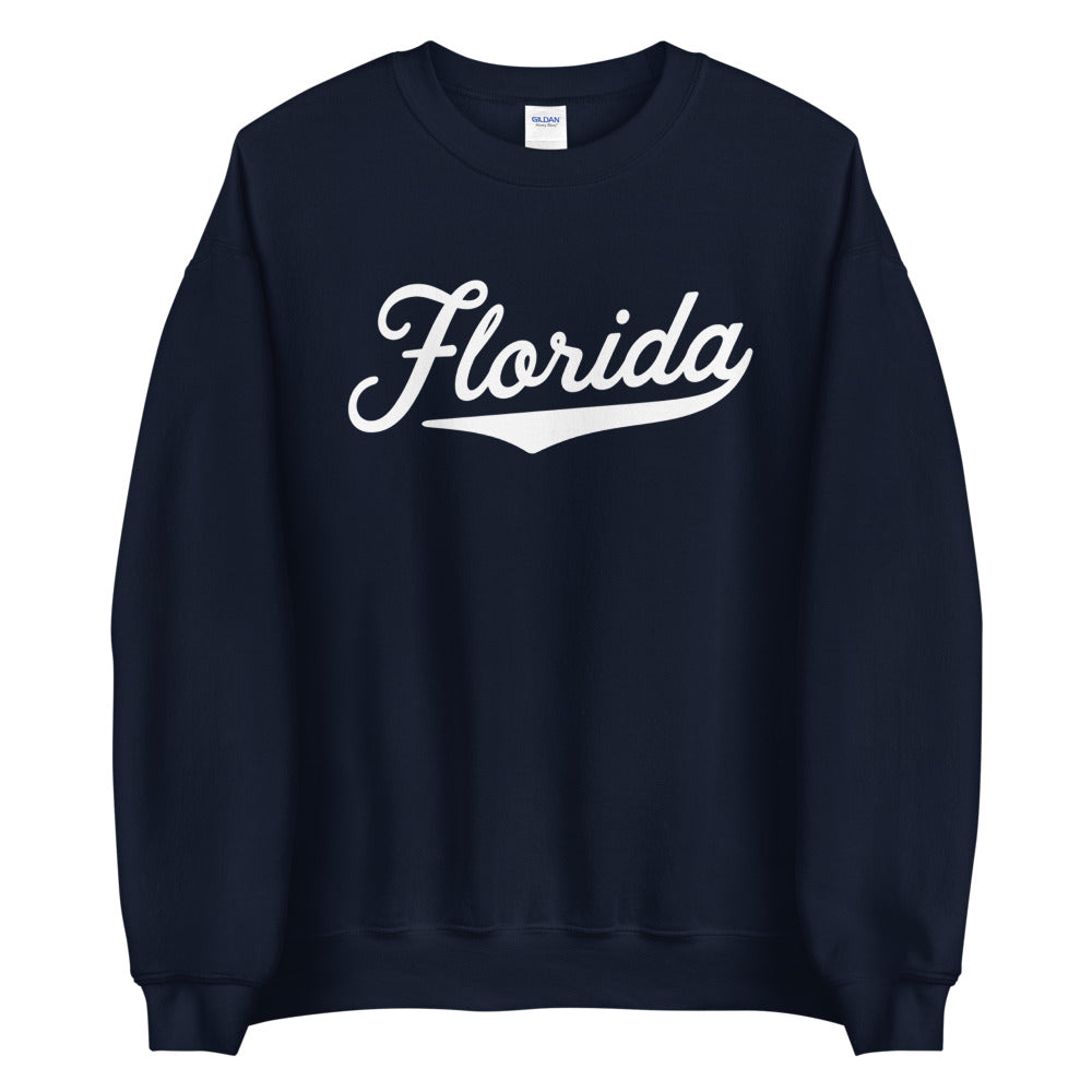 Navy Blue Women's Florida Sweatshirt | FL Florida Baseball Script Logo