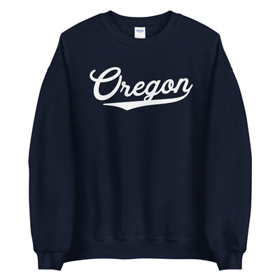 Navy Blue Super Comfy Women's Oregon Sweatshirt | OR Oregon Baseball Script Logo