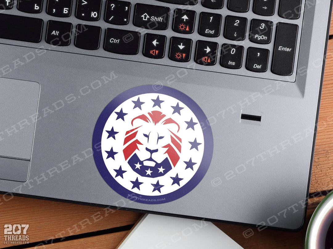 Trump Lion MAGA Sticker, 13 Stars American Patriotic Decal, Make America Great Again Constitution We The People Forever USA Patriot Blue Red