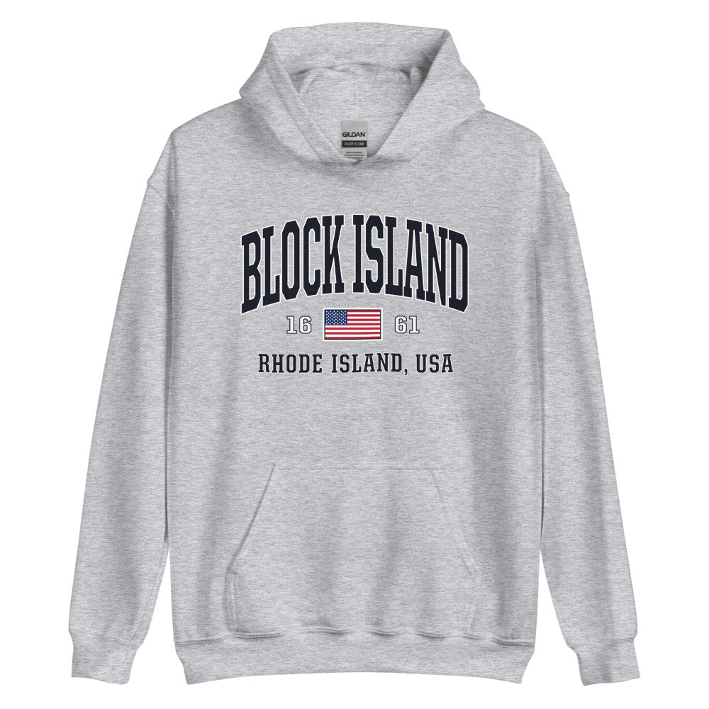 USA American Flag Block Island Hoodie | Block Island RI Rhode Island Patriotic Sweatshirt