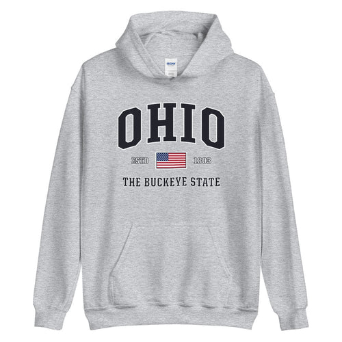 USA Ohio Hoodie Sweatshirt | Patriotic American Flag OH Hooded Sweatshirt