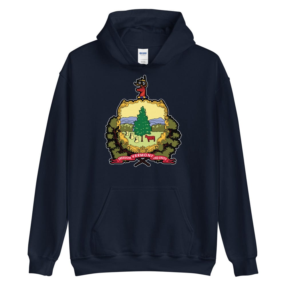 Navy Blue Vermont Flag Hoodie | Vermont State Flag Sweatshirt