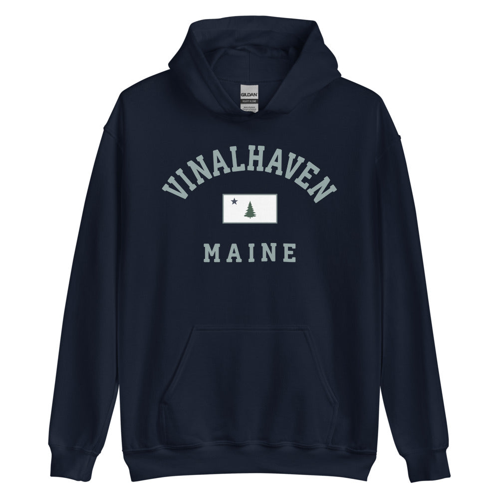Vinalhaven Sweatshirt - Vintage Vinalhaven Maine 1901 Flag Hooded Sweatshirt