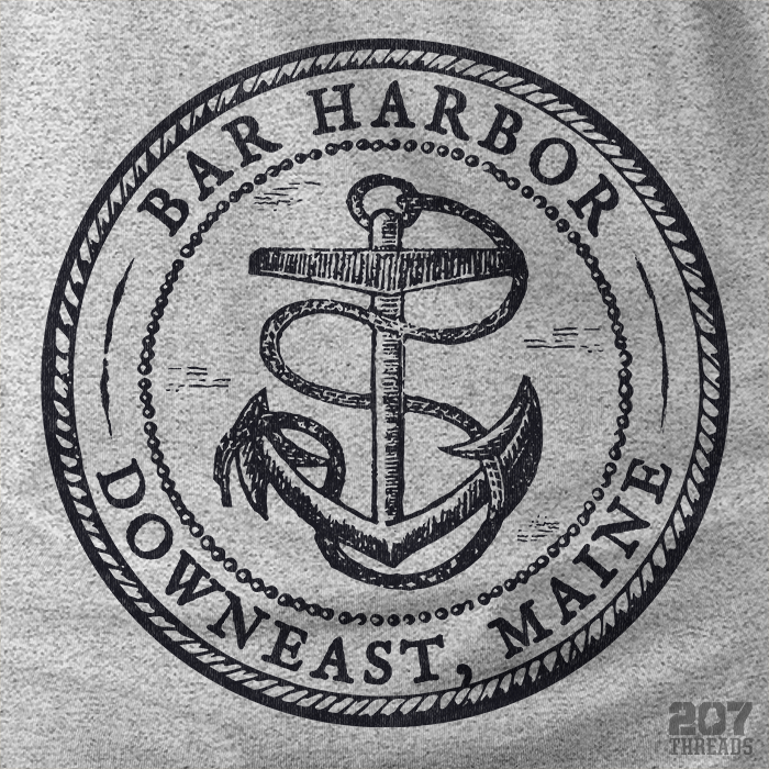 Vintage Bar Harbor Maine Sweatshirt - Antique Anchor Seal Logo - Heavy & Warm Hooded Sweatshirt (Unisex Hoodie) - 207 Threads
