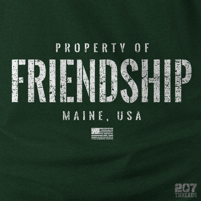 Vintage Property of Friendship Maine - Distressed Stencil Style Text - Heavy & Warm Unisex Hoodie - 207 Threads