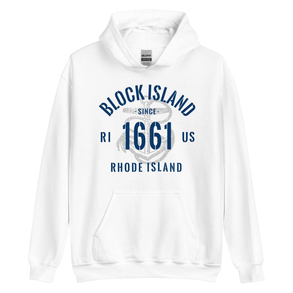 Vintage Sailing Nautical Block Island Hoodie | Stenciled Block Letter Overlay | Rhode Island Apparel