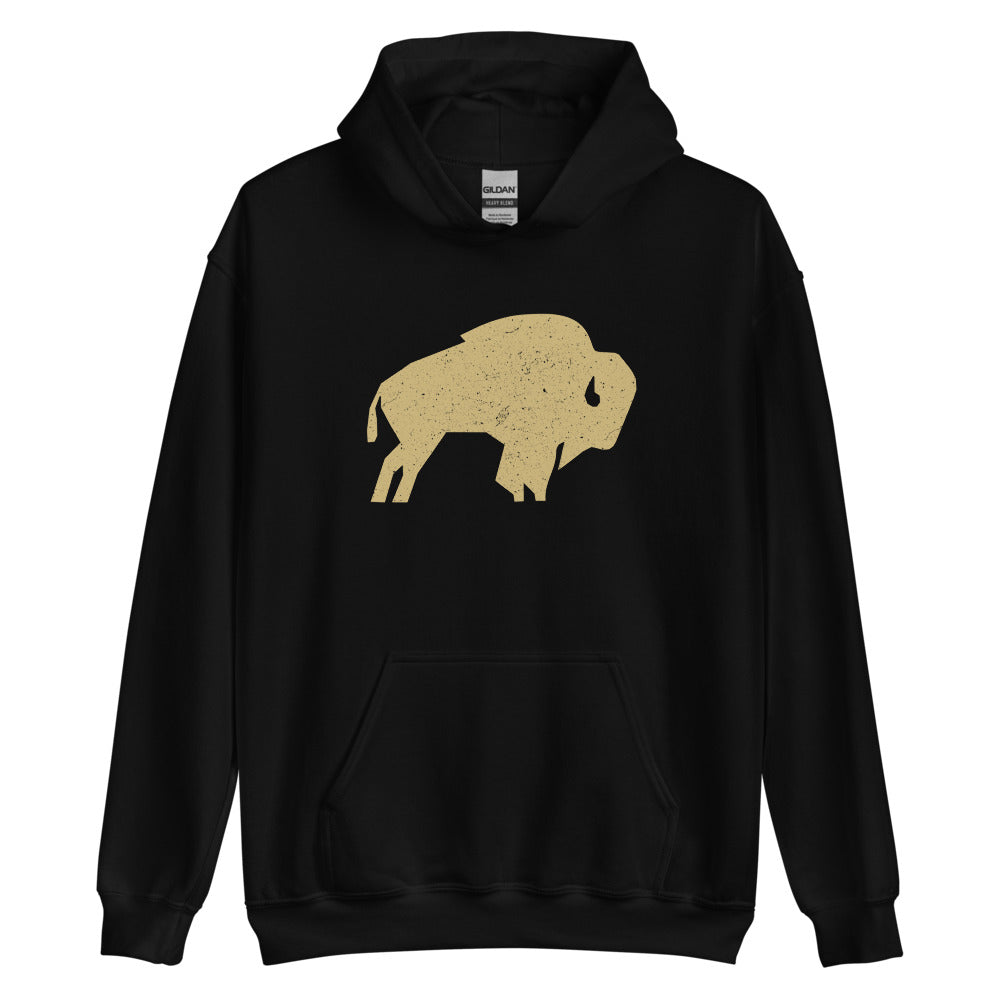 Vintage University Black & Gold Buffalo Colorado Hoodie Hooded Sweatshirt