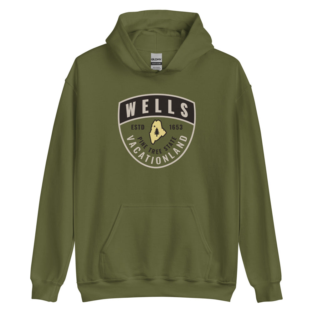 Wells Maine Guide Badge, Warden-Style Hooded Sweatshirt (Hoodie)