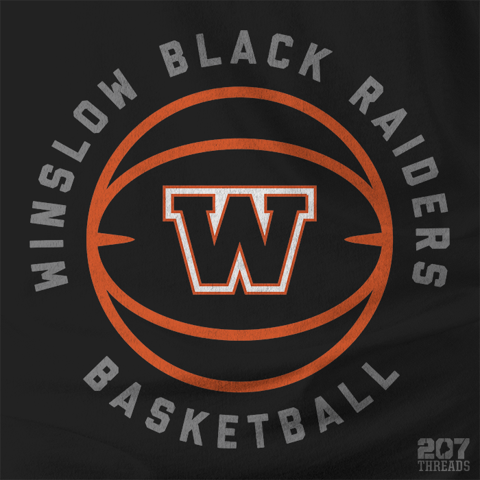 Winslow Black Raiders Basketball Graphic with W - Cozy & Warm Premium Hooded Sweatshirt (Unisex Hoodie) - 207 Threads