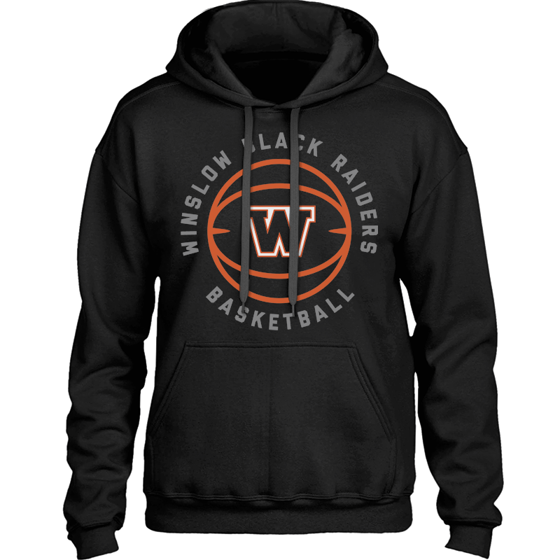 Winslow Black Raiders Basketball Graphic with W - Cozy & Warm Premium Hooded Sweatshirt (Unisex Hoodie) - 207 Threads