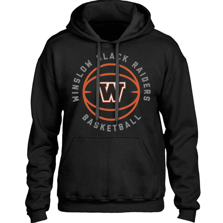 Winslow Black Raiders Basketball Graphic with W - Cozy & Warm Premium Hooded Sweatshirt (Unisex Hoodie) - 207 Threads