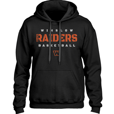 Winslow Black Raiders Basketball - Stencil Text Logo - Cozy & Warm Premium Hooded Sweatshirt (Unisex Hoodie) - 207 Threads