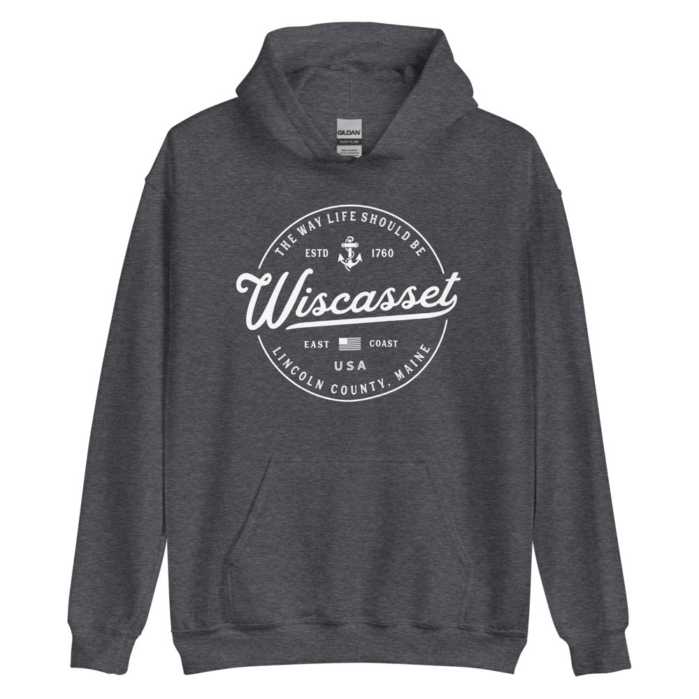 Wiscasset Sweatshirt - Maine Travel Vacation Logo Souvenir Hoodie