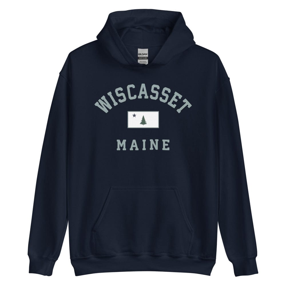 Wiscasset Sweatshirt - Vintage Wiscasset Maine 1901 Flag Hooded Sweatshirt