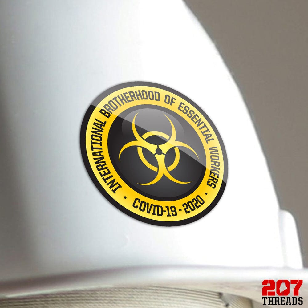 Yellow Toxic Radioactive Symbol International Brotherhood of Essential Workers Hard Hat Stickers - Covid-19 2020! - 207 Threads