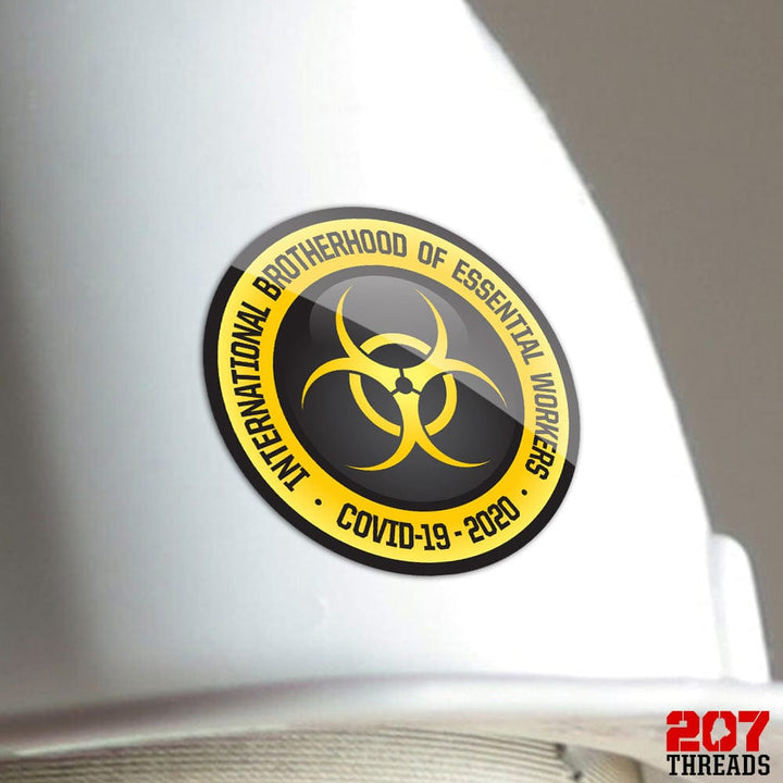 Yellow Toxic Radioactive Symbol International Brotherhood of Essential Workers Hard Hat Stickers - Covid-19 2020! - 207 Threads