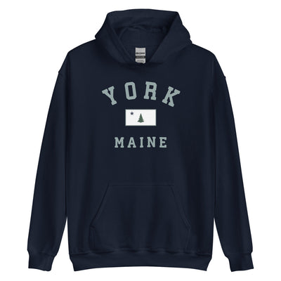 York Sweatshirt - Vintage York Maine 1901 Flag Hooded Sweatshirt